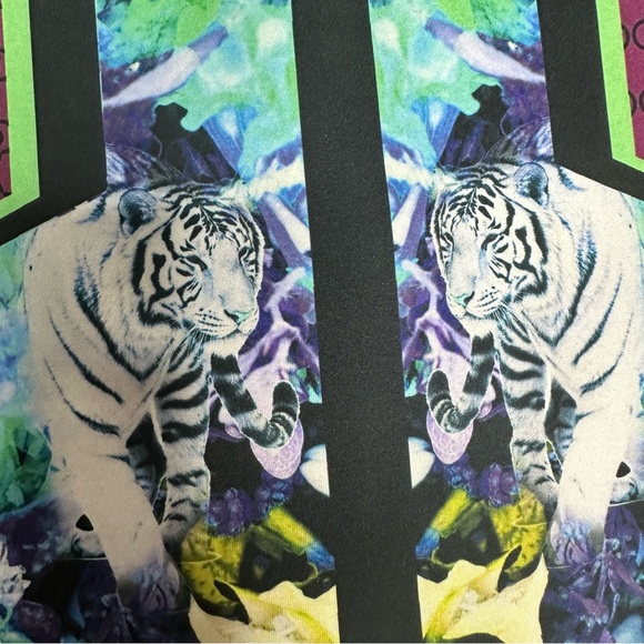 Clover Canyon Graphic Print Elephant and Tigers Neoprene Dress m - Picture 15 of 15